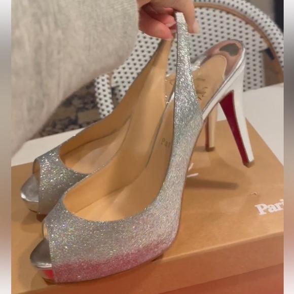 Christian Louboutin N Prive 100 Glitter Specchio Heels Perfect for Wedding - Picture 5 of 12